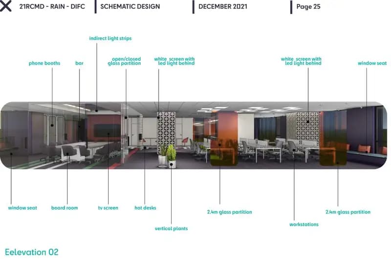 DIFC office, schematic design, view 3